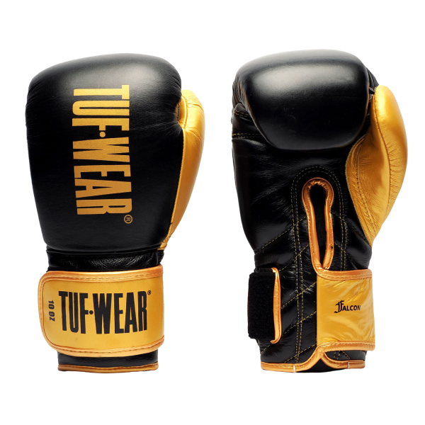 Tuf Wear Falcon Training Boxing Gloves, Black And Gold